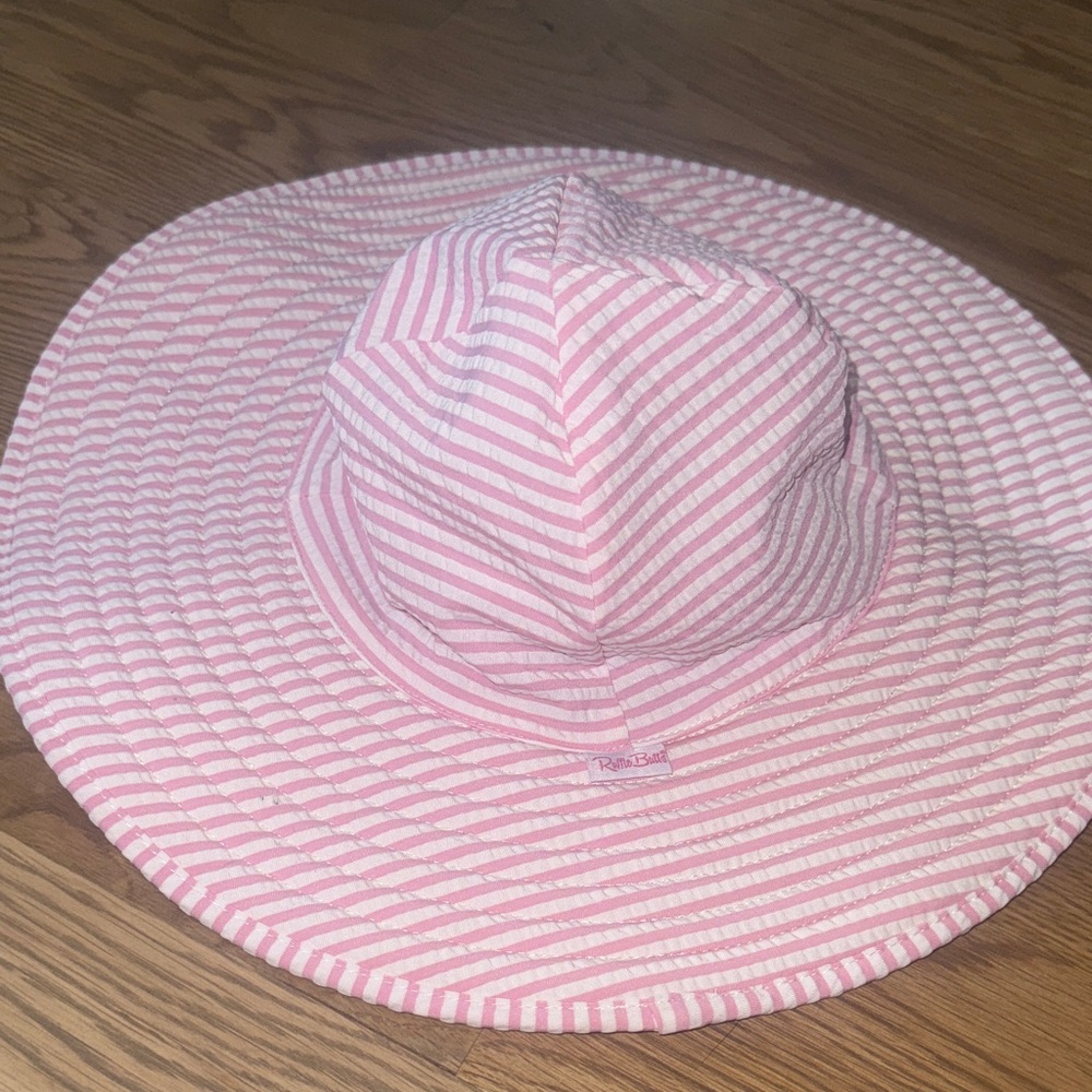 Ruffle Butts Pink and White Striped Sun Hat